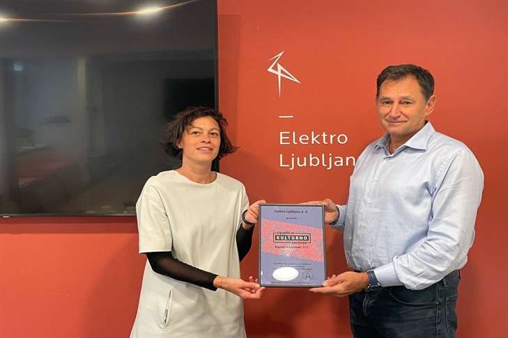 Družba Elektro Ljubljana prejela certifikat Kulturno podjetje